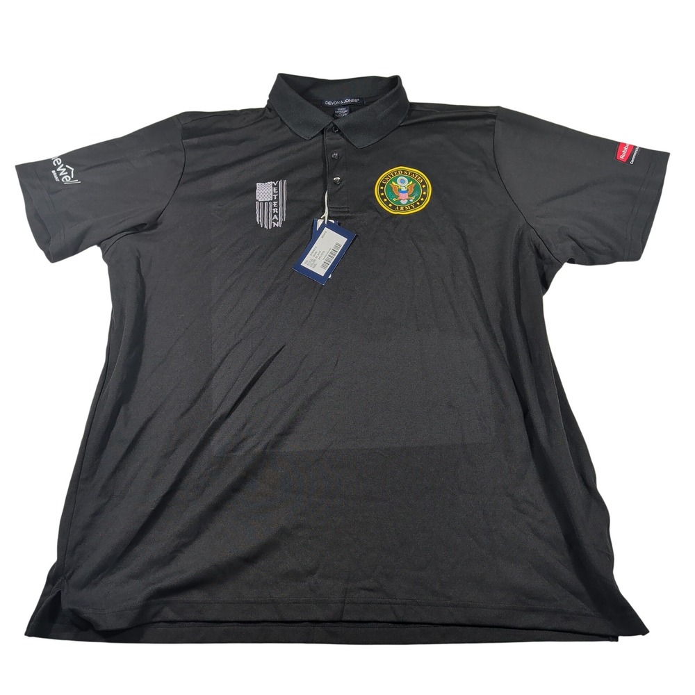 Devon & Jones Polo Mens 3XL Black US Army Veteran Newell Rubbermaid DG20 Shirt
